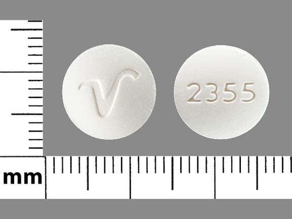 Generic Fioricet Qualitest Pharmaceuticals Inc 2355 V Pill - White round, 11mm